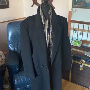 Unisex Black Wool/Cashmere Overcoat